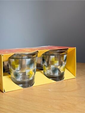 Set of 4 Libbey Glasses 6.5oz by Dominion Glass Space Age Starburst Pattern MCM